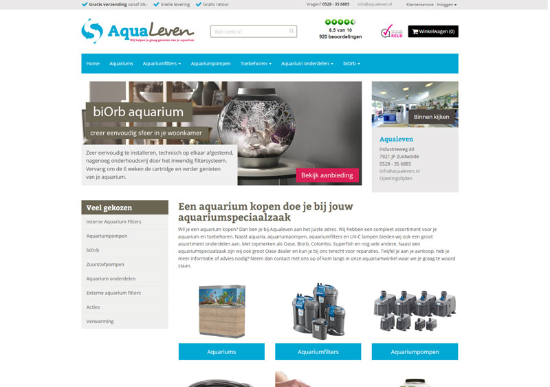 Aquarium webshop Aqualeven